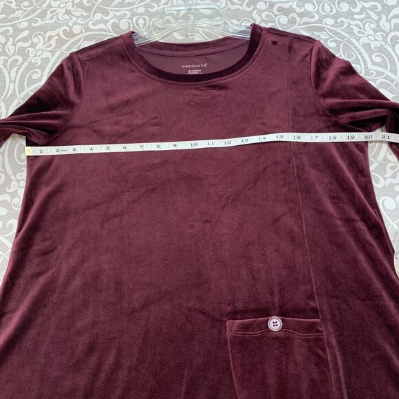 Westbound Tunic Women Small Maroon Velvet Lagenlook Asymmetrical Barbie Core - Picture 5 of 6